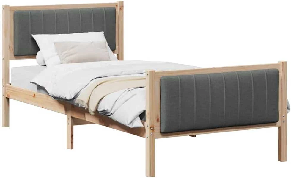 Lova Lovos rėmas ruda ir tamsiai pilka 90 x 190 cm Pušies masyvas