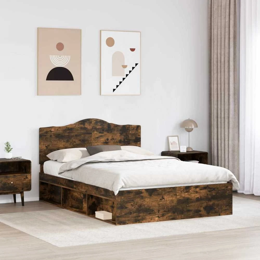 Lovos rėmas Rūkyta ąžuolas 150 x 200 cm Kietos pušies mediena