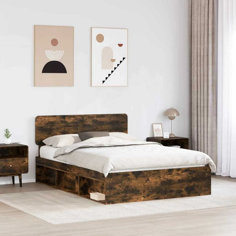 Lovos rėmas Rūkyta ąžuolas 150 x 200 cm Kietos pušies mediena