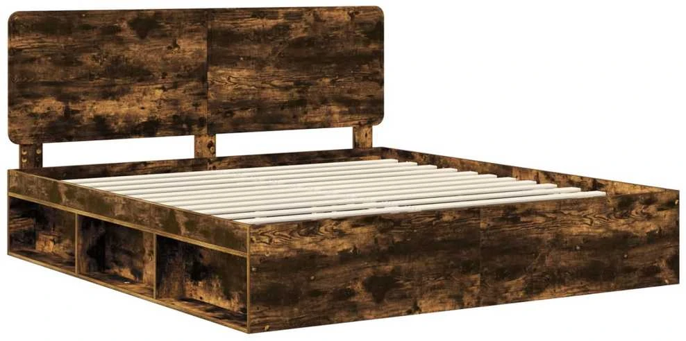 Lovos rėmas Rūkyta ąžuolas 200 x 200 cm Kietos pušies mediena