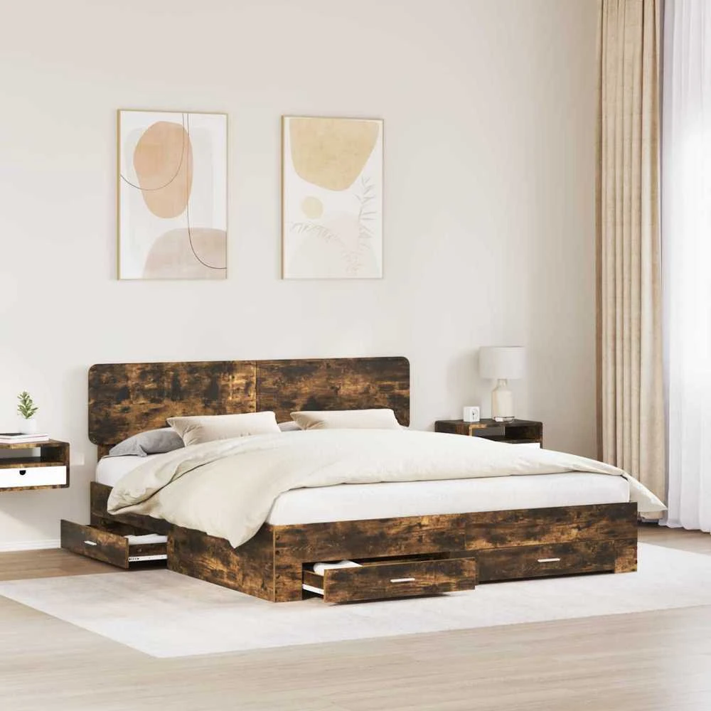 Lovos rėmas Rūkyta ąžuolas 200 x 200 cm Apdirbta mediena