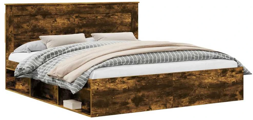 Lovos rėmas Rūkyta ąžuolas 200 x 200 cm Kietos pušies mediena
