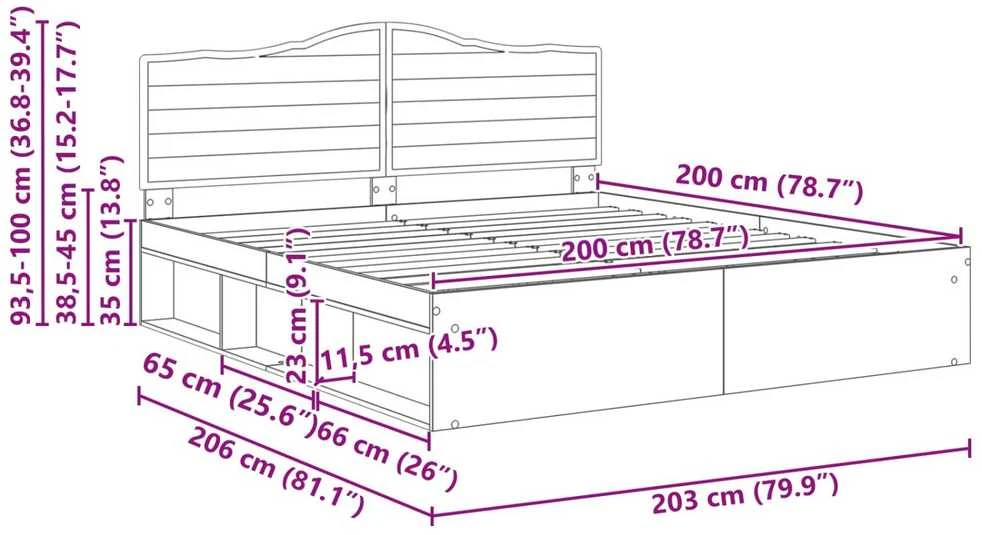 Lovos rėmas Rūkyta ąžuolas 200 x 200 cm Kietos pušies mediena