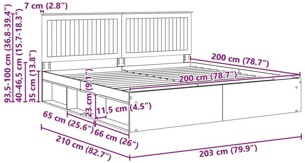 Lovos rėmas Rūkyta ąžuolas 200 x 200 cm Kietos pušies mediena