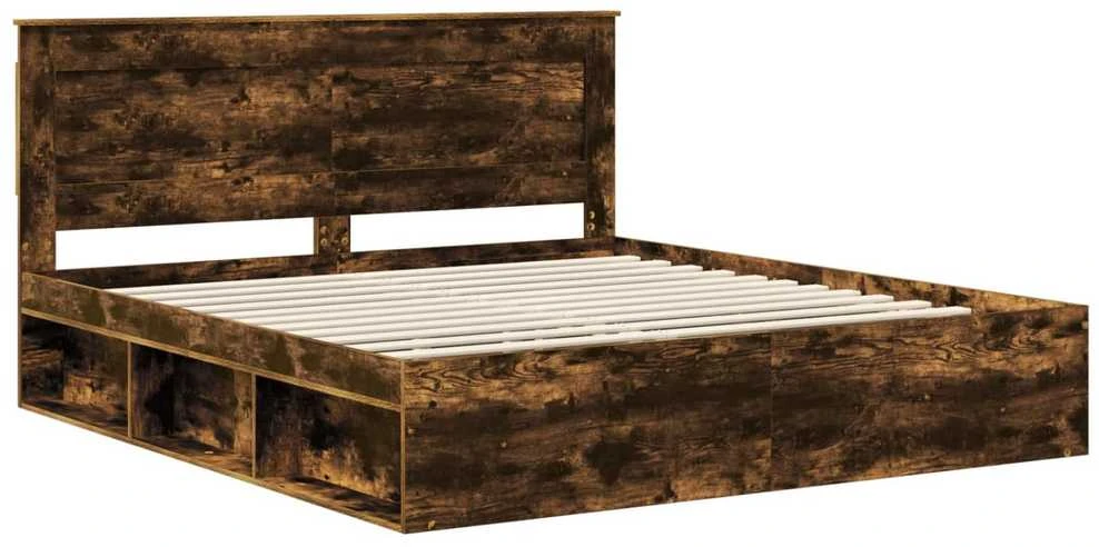 Lovos rėmas Rūkyta ąžuolas 200 x 200 cm Kietos pušies mediena