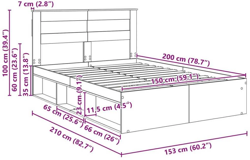 Lovos rėmas Senas medis 150 x 200 cm Kietos pušies mediena
