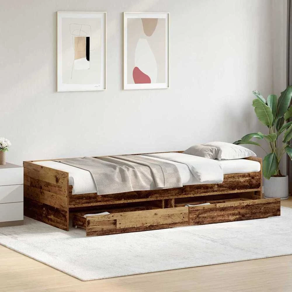 Lova Lovos rėmas Senovinis medis 90 x 190 cm Kietos pušies mediena