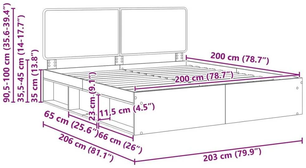 Lovos rėmas Sonoma 200 x 200 cm Kietos pušies mediena