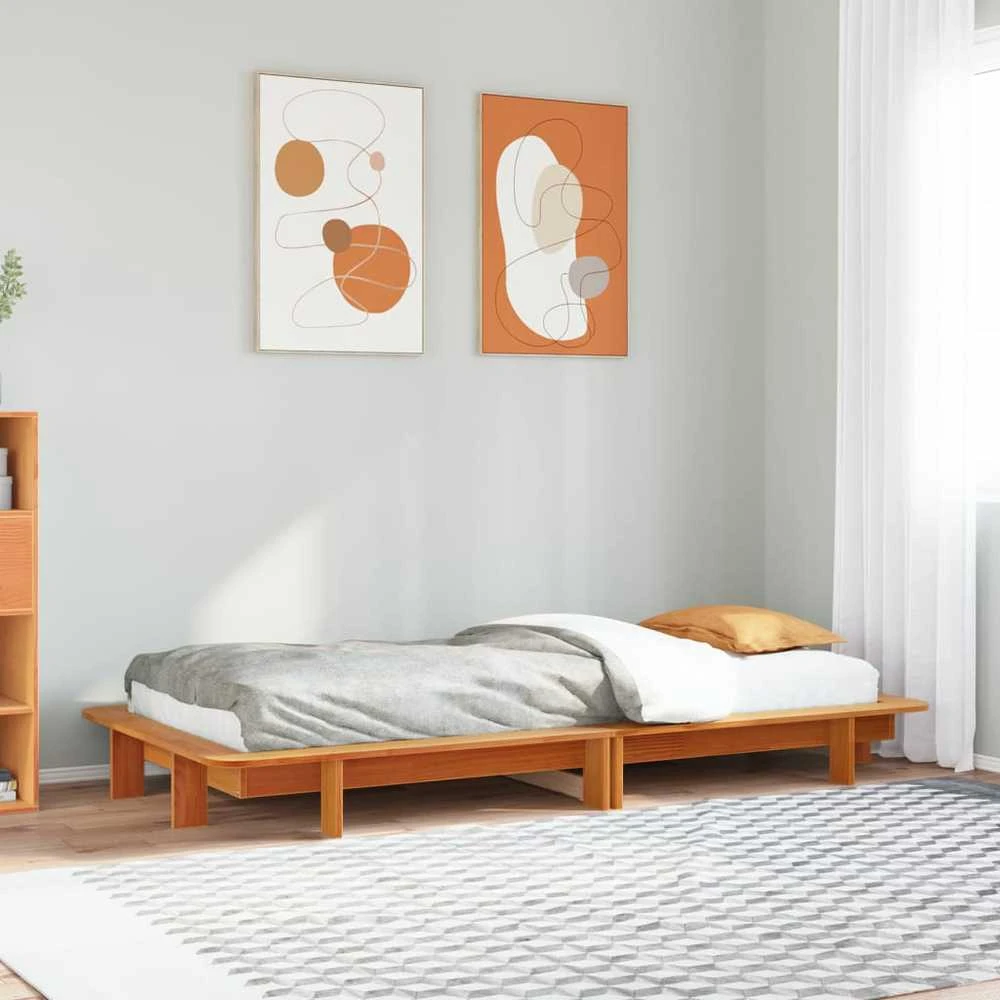 Lovos rėmas su be čiužinio, ruda, 75x190cm, pušies masyvas
