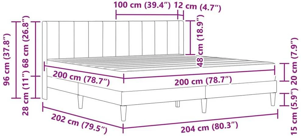 Lovos rėmas su čiužiniu 2 pcs Tamsiai pilka 180 x 200 cm