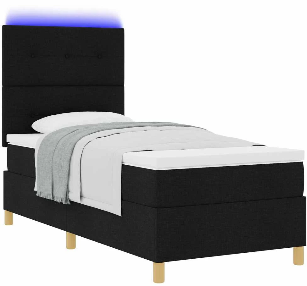 LED Čiužinio Lova su galvūgalio Juoda 90 x 200 cm audinys