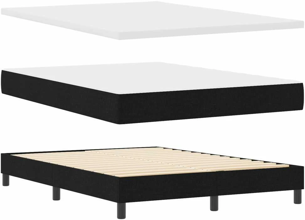 Kiemas lova su LED juostelėmis Juoda 140 x 190 cm audinys