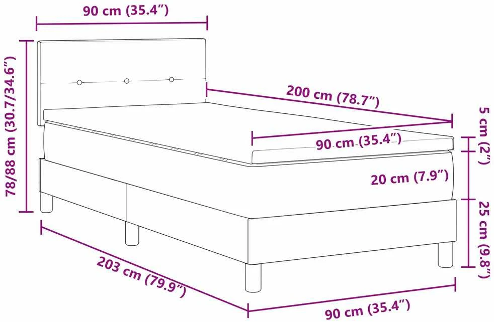 Kiemas lova su LED juostelėmis Juoda 90 x 200 cm audinys