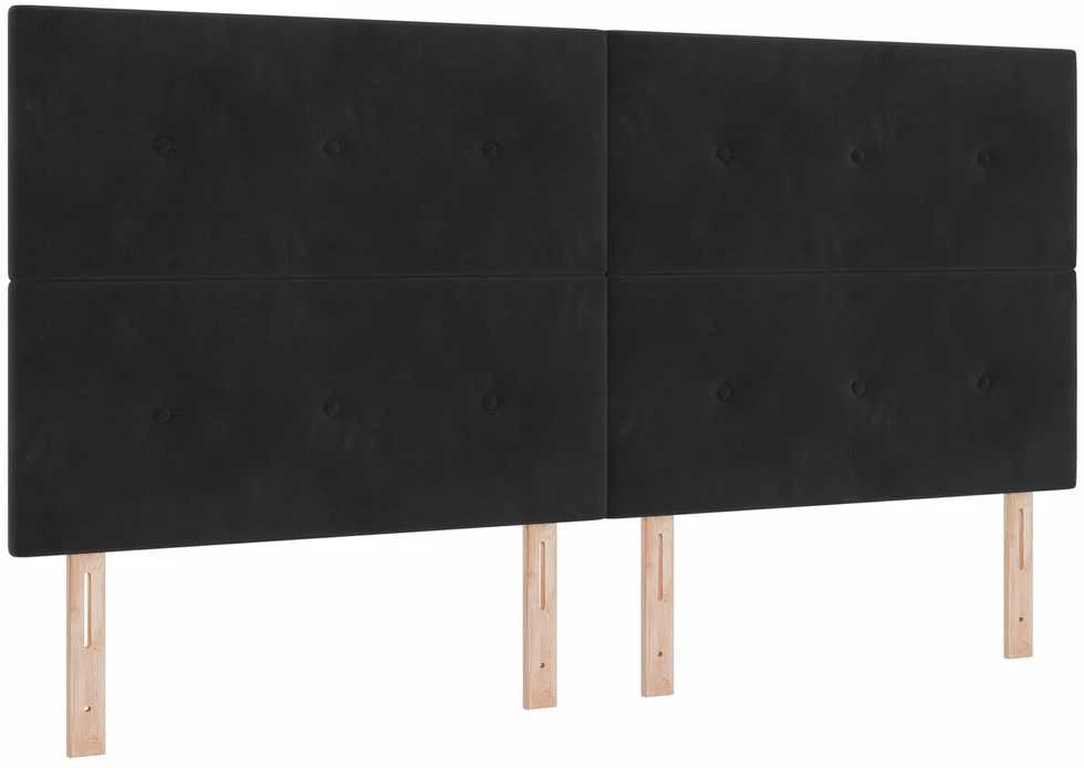 Kiemas lova su galvūgalio Juodas 200 x 200 cm Aksomas