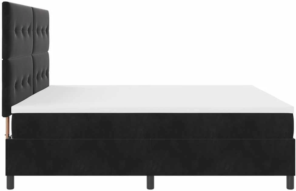 Kiemas lova su galvūgalio Juodas 200 x 200 cm Aksomas