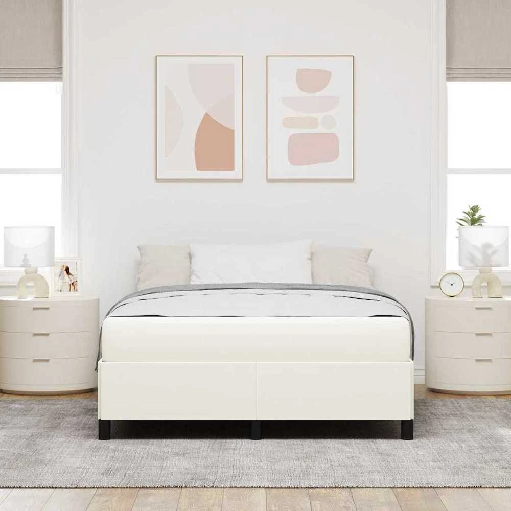 Lovos rėmas su čiužiniu Kreminė 140 x 190 cm audinys