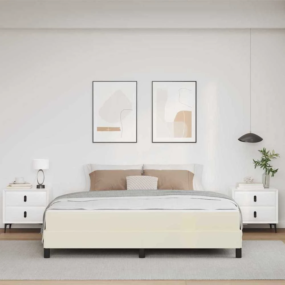 Lovos rėmas su čiužiniu Kreminė 180 x 200 cm audinys