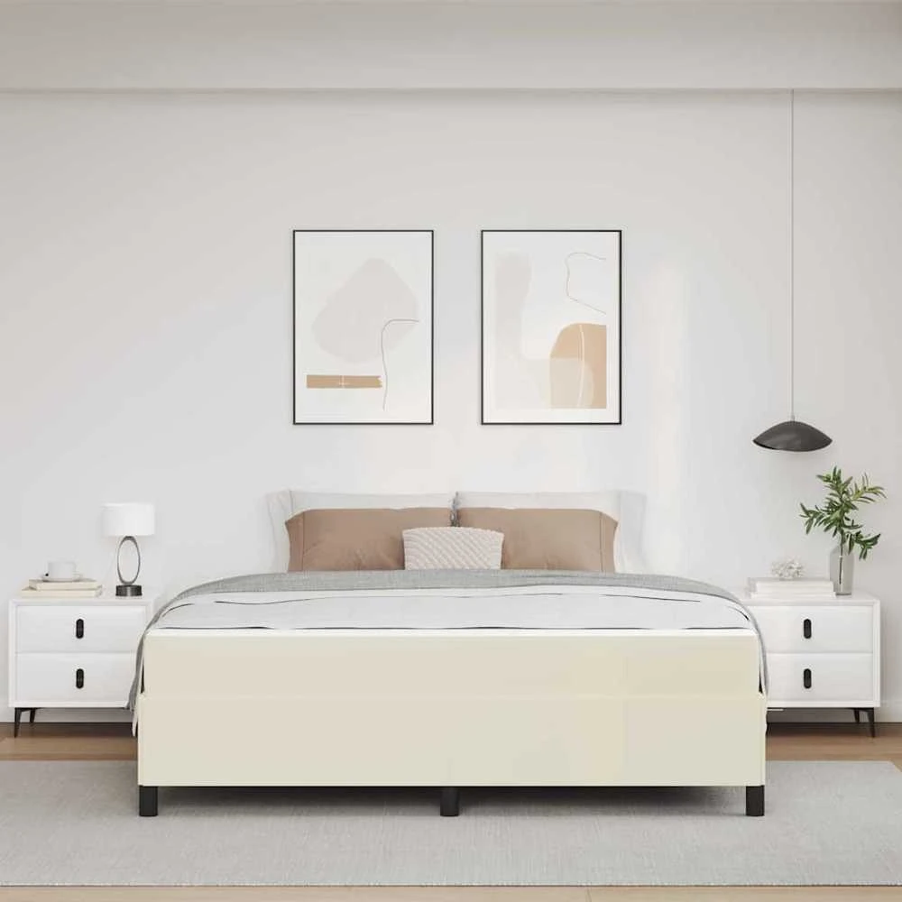Lovos rėmas su čiužiniu Kreminė 180 x 200 cm audinys