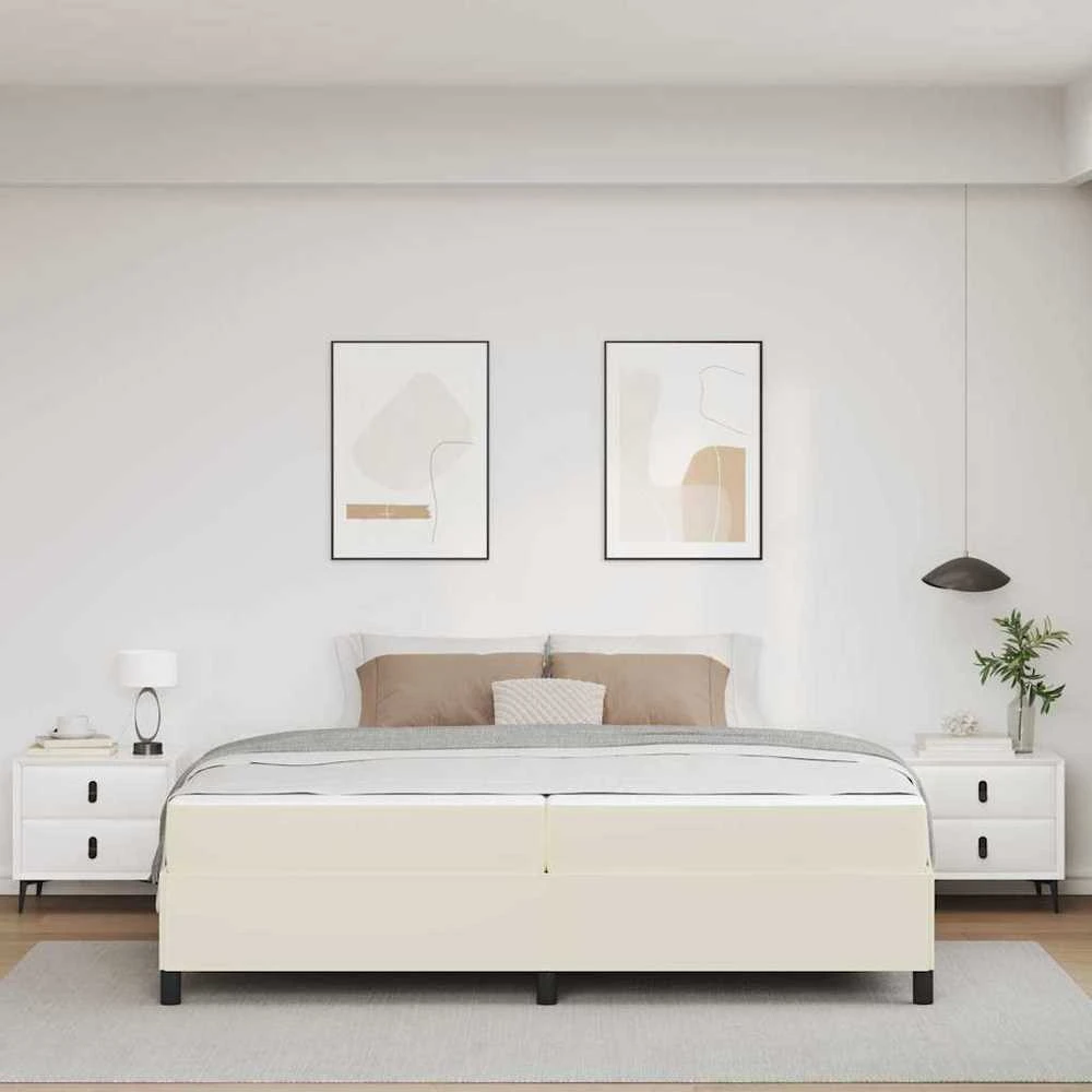 Lovos rėmas su čiužiniu Kreminė 200 x 200 cm audinys