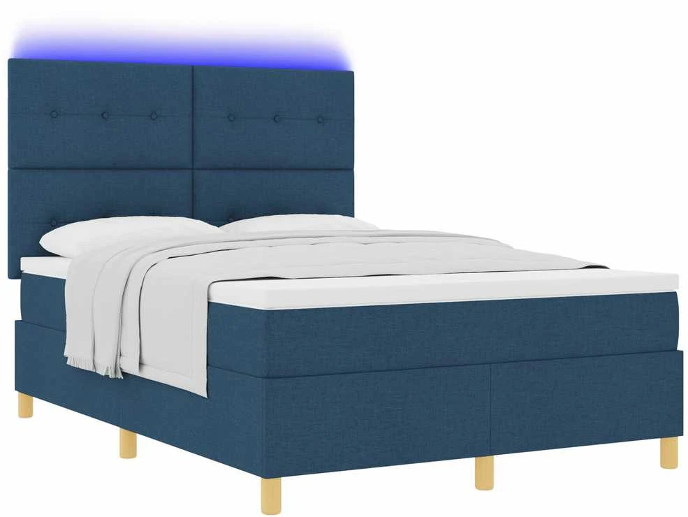 LED Čiužinio Lova su galvūgalio Mėlyna 140 x 190 cm audinys