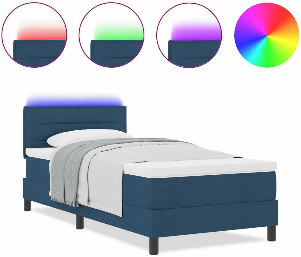 Kiemas lova su LED juostelėmis Mėlyna 100 x 200 cm audinys
