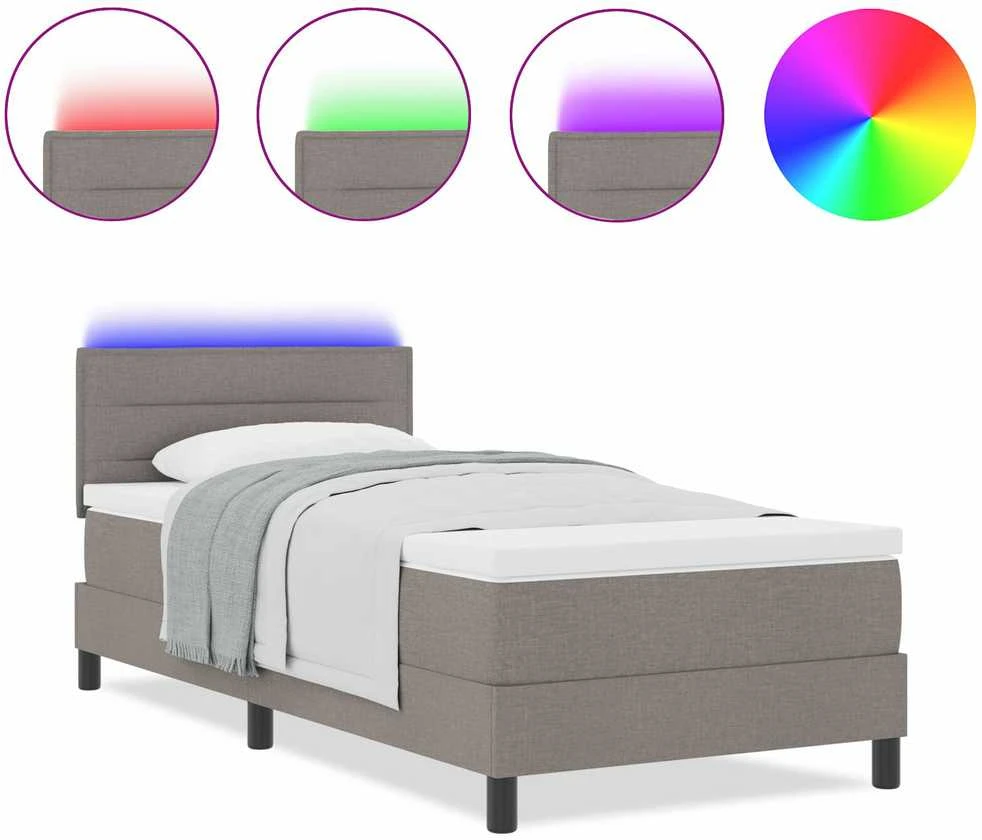 Kiemas lova su LED juostelėmis Tortora 100 x 200 cm audinys