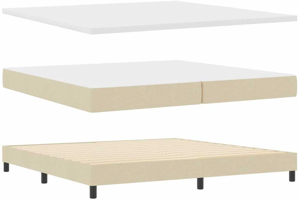 Kiemas lova su LED juostelėmis Kreminė 200 x 200 cm audinys
