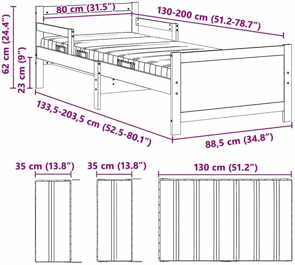Lova Lovos rėmas su išsiplėčiančiu čiužiniu Balta 80 x 200 cm