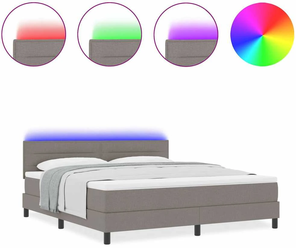 Kiemas lova su LED juostelėmis Tortora 180 x 200 cm audinys