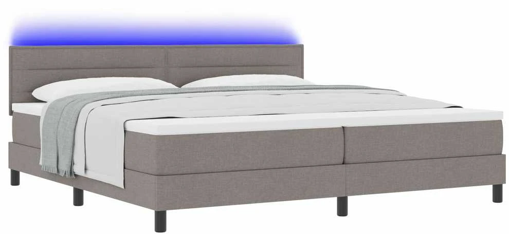 Kiemas lova su LED juostelėmis Tortora 200 x 200 cm audinys
