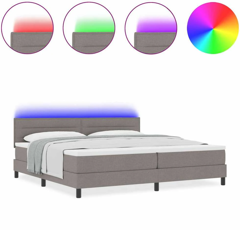 Kiemas lova su LED juostelėmis Tortora 200 x 200 cm audinys