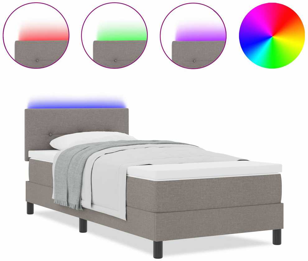 Kiemas lova su LED juostelėmis Tortora 100 x 200 cm audinys