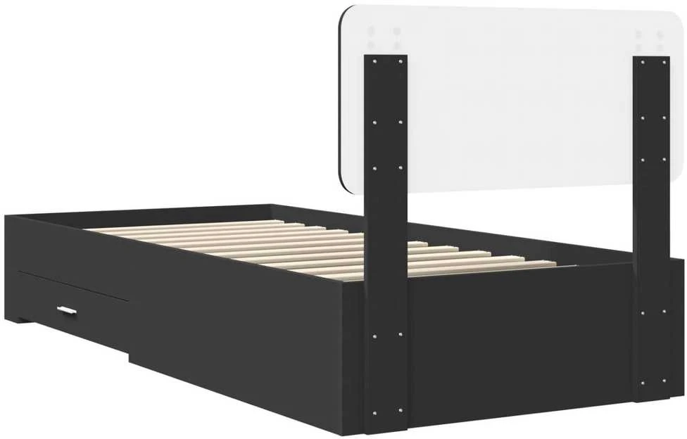 Lova Lovos rėmas su stalčių Juoda 100 x 200 cm Apdirbta mediena