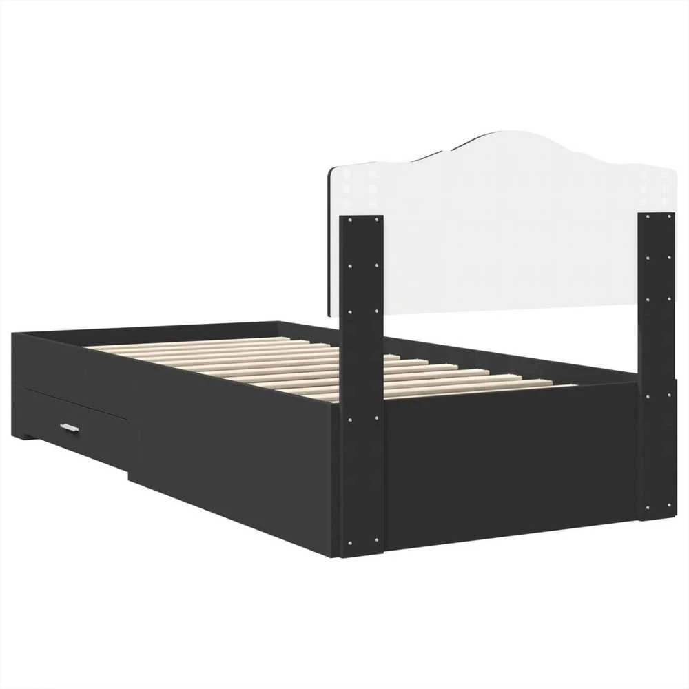 Lova Lovos rėmas su stalčių Juoda 100 x 200 cm Apdirbta mediena