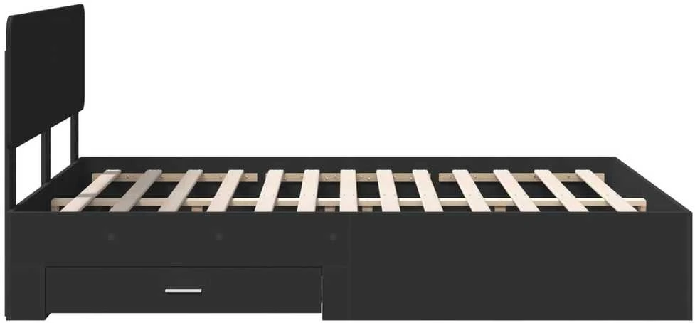 Lovos rėmas su stalčių Juoda 140 x 190 cm Apdirbta mediena