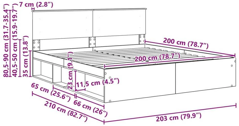 Lovos rėmas su galvūgalio Juoda 200 x 200 cm Apdirbta mediena
