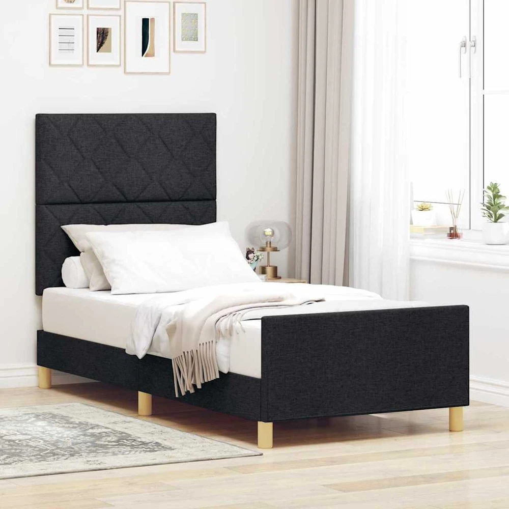 Lova Lovos rėmas su galvūgalio Juoda 90 x 200 cm audinys