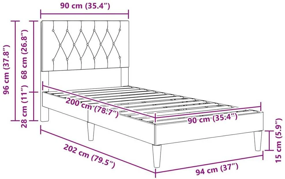 Lova Lovos rėmas su galvūgalio Mėlyna 90 x 200 cm Aksomas