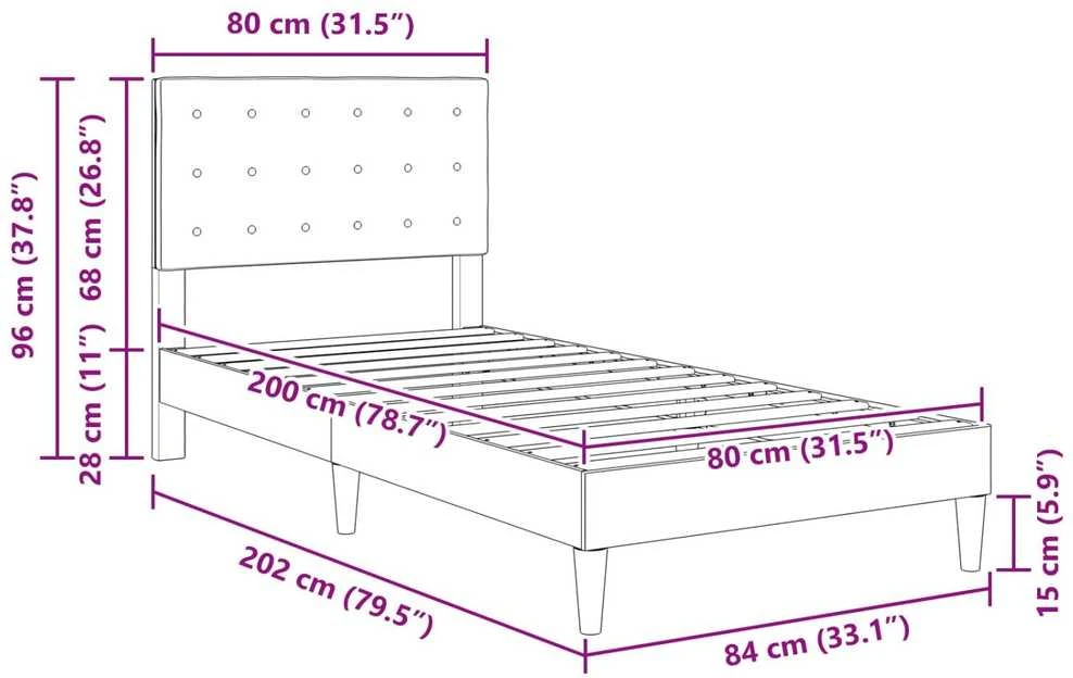 Lova Lovos rėmas su galvūgalio Šviesiai pilka 80 x 200 cm Audinys