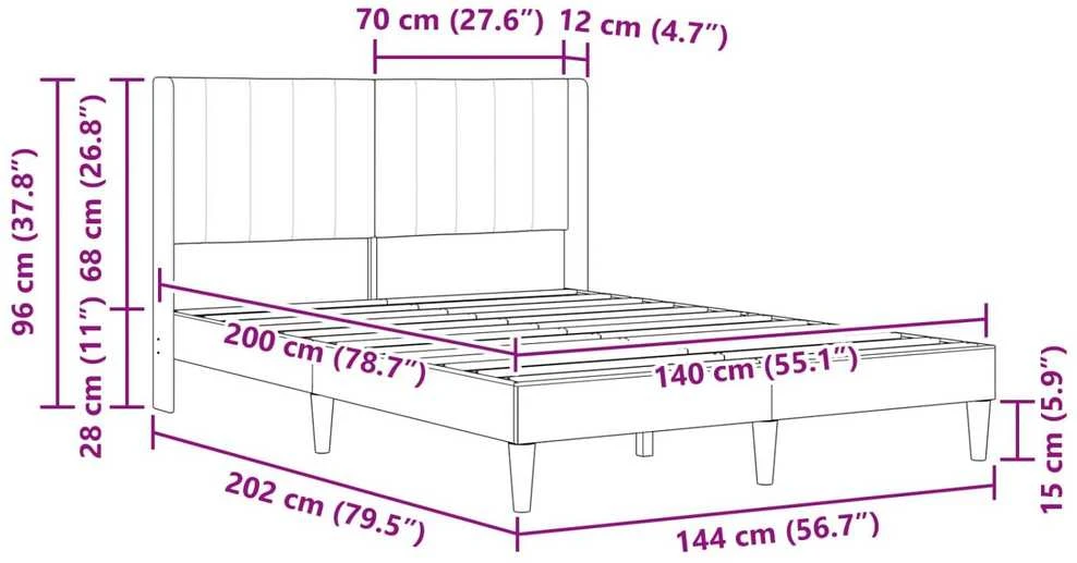 Lovos rėmas su galvūgalio Tamsiai žalia 140 x 200 cm Aksomas