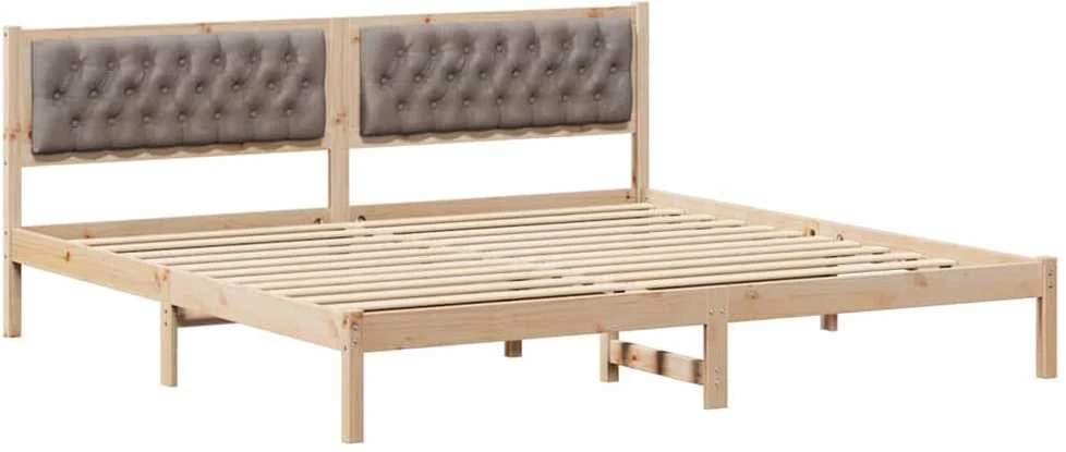 Lovos rėmas Taupe 200 x 200 cm Kietos pušies mediena