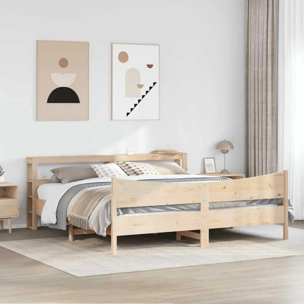 Lovos rėmas su galvūgaliu, 200x200cm, pušies medienos masyvas