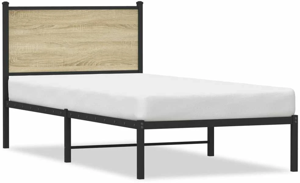 Lovos rėmas be čiužinio, sonoma ąžuolo, 90x190cm, metalas