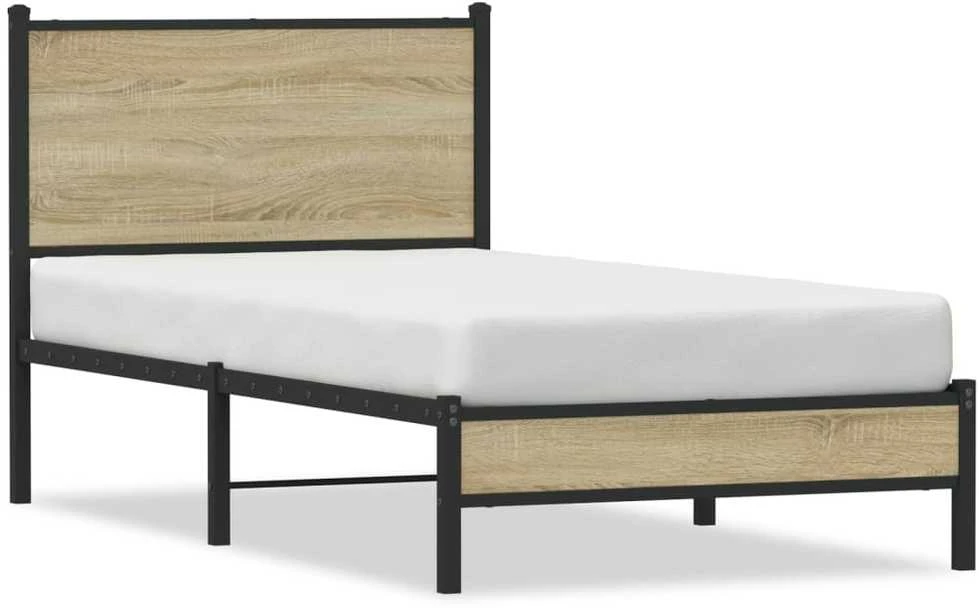 Lovos rėmas be čiužinio, sonoma ąžuolo, 75x190cm, metalas