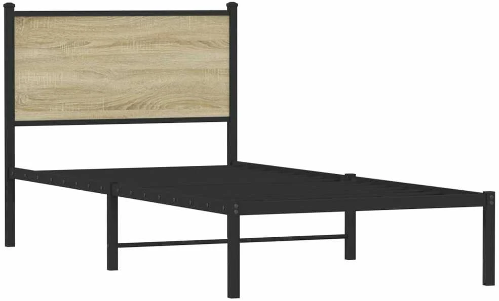 Lovos rėmas be čiužinio, sonoma ąžuolo, 75x190cm, metalas