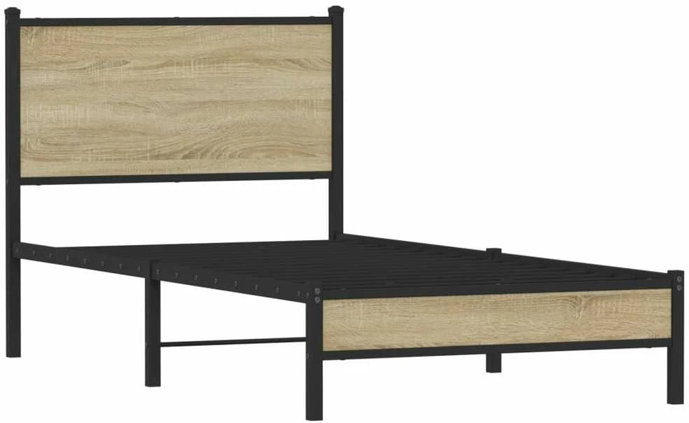 Lovos rėmas be čiužinio, sonoma ąžuolo, 75x190cm, metalas