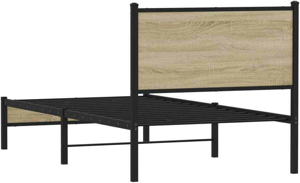 Lovos rėmas be čiužinio, sonoma ąžuolo, 75x190cm, metalas