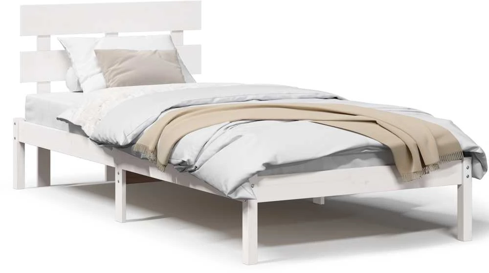 Lovos rėmas Balta 100 x 200 cm Pušies medienos masyvas