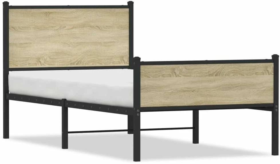 Lovos rėmas be čiužinio, sonoma ąžuolo, 75x190cm, metalas