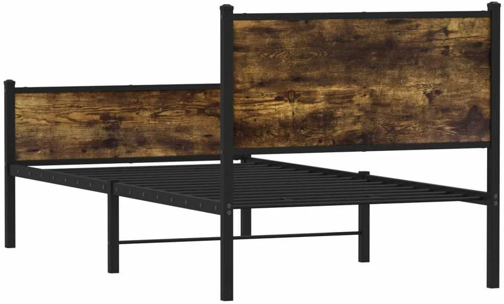 Lovos rėmas be čiužinio, dūminio ąžuolo, 75x190cm, metalas
